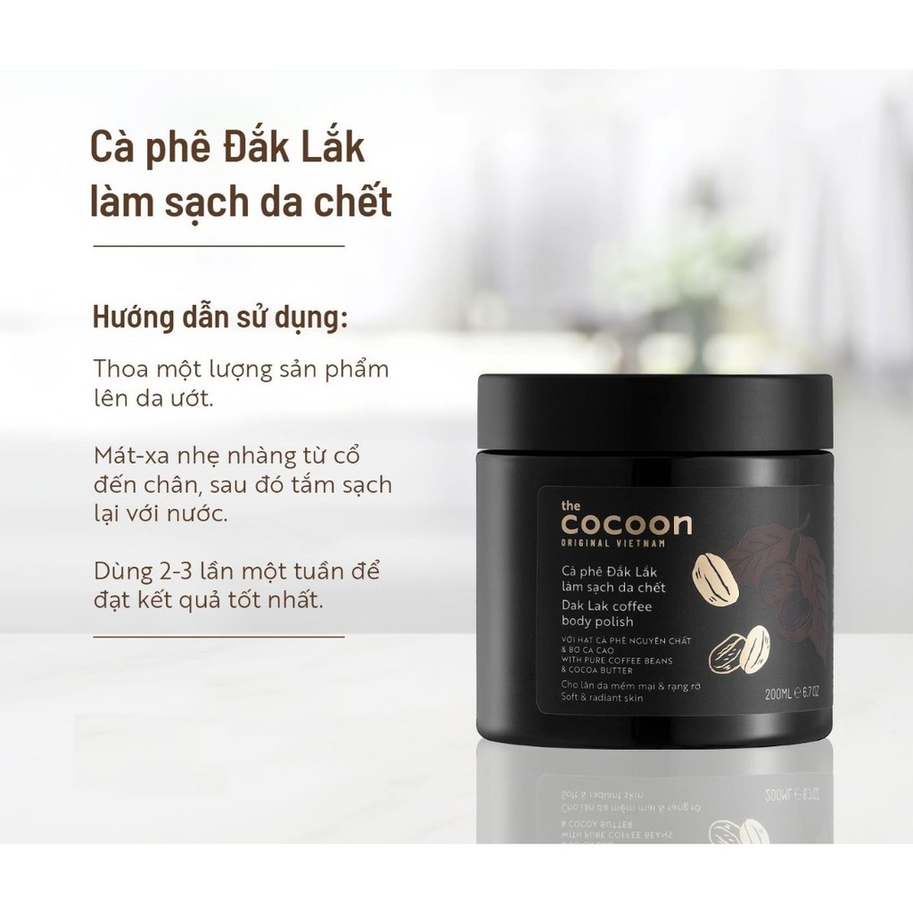 Tẩy da chết cà phê body toàn thân COCOON 200ml.