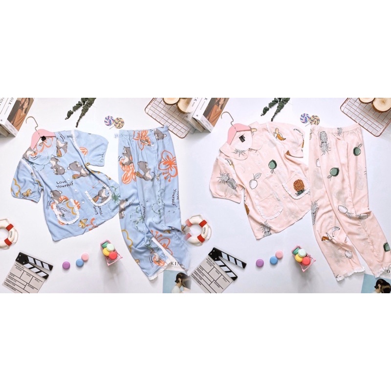 Đồ Bộ Tole Lanh Tay Ngắn Quần Dài 9 Tấc