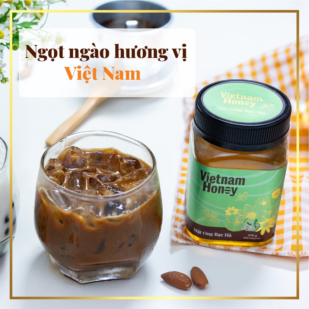 Bộ đôi mật ong Bạc hà &amp; Curcumin Vietnamhoney Beera khỏe người, đẹp dáng, tăng cường sức khỏe (2 lọ x 470g)