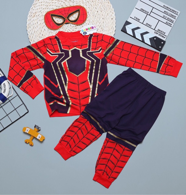 Bộ đồ siêu nhân nhện spider man dài Samkids (kèm bảng size hình cuối)