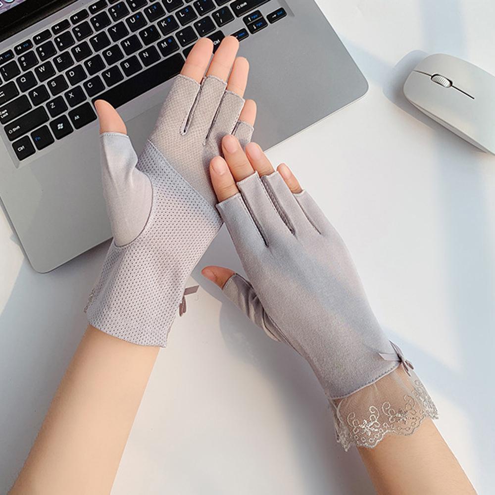Găng Tay Ren Hở Ngón Thoáng Khí Chống Tia UV Thời Trang Mùa Hè Cho Nữ