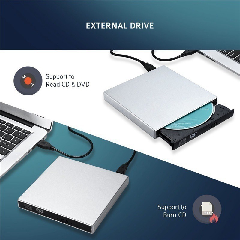 Đầu đọc đĩa DVD gắn ngoài dùng ghi đè có cổng USB 2.0