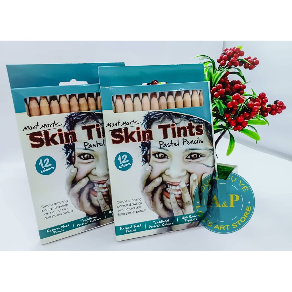 Skin Tints Pastel Pencils Mont Marte 12 màu