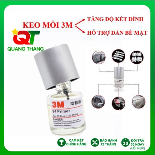 Keo Trợ Dính 3M 94 Primer 10Ml – Keo Hỗ Trợ Tăng Độ Dính Cho Băng Keo 2 Mặt, Hỗ Trợ Dán Phụ Kiện Xe