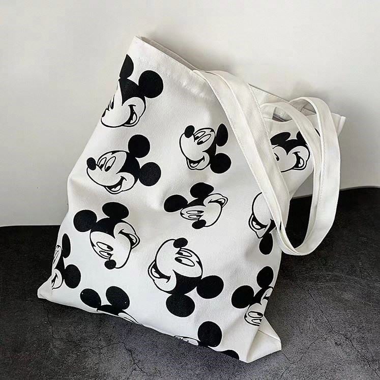 Túi vải unisex CHUỘT MICKEY vải canvas dày dặn đeo vai nam nữ phom to T34