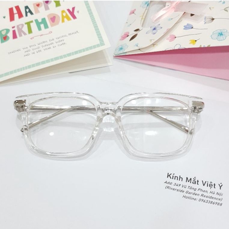 Gọng kính trong suốt unisex nhựa cứng càng kim loại , kiểu dáng mắt vuông , 2 màu càng cơ bản - 0004