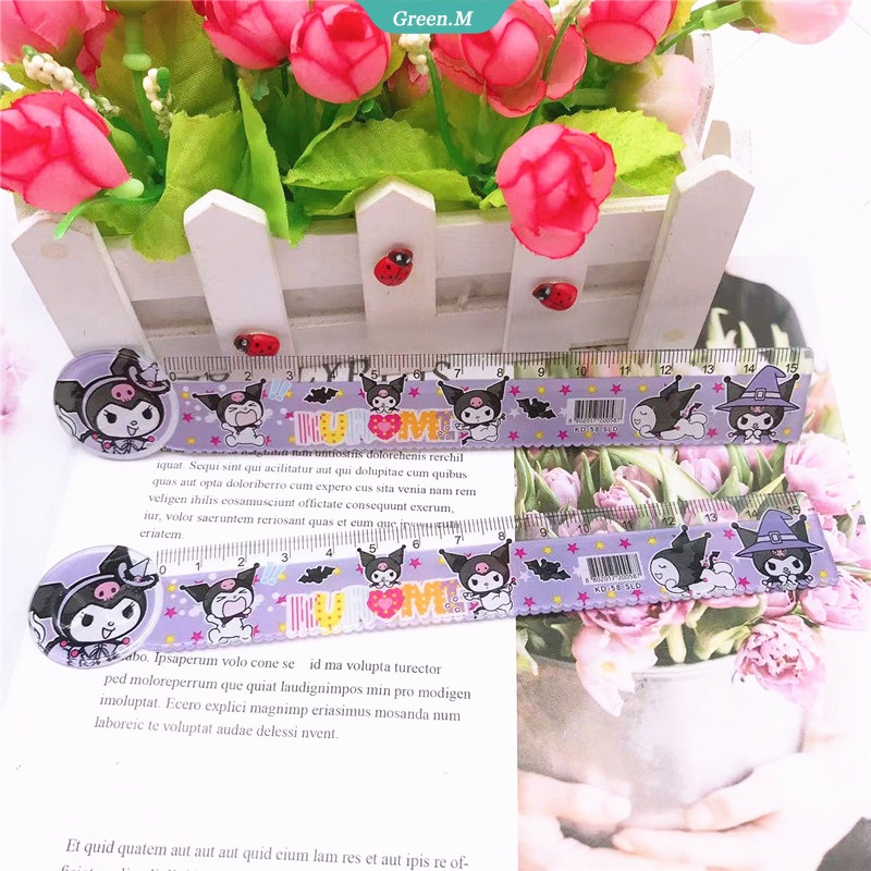 Thước Nhựa Acrylic Trong Suốt Chống Vỡ 15cm Hình Sanrio Cinnamoroll Hello Kitty Kuromi