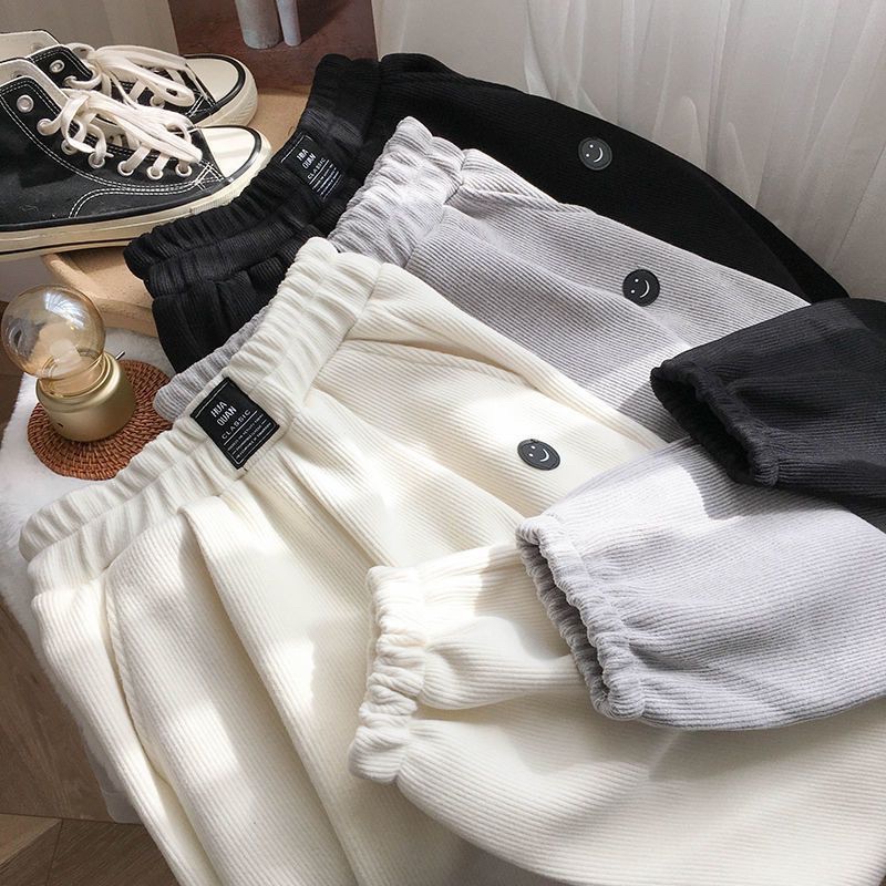 Quần jogger nữ, thể thao dáng unisex quần boom chất nỉ tăm ống rộng bo chun hình mặt cười dáng ulzzang hàn quốc