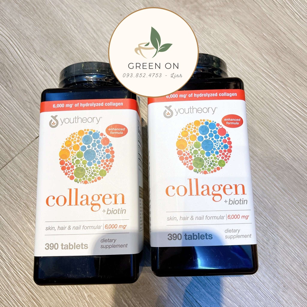 Viên Uống Youtheory Collagen và Biotin của Mỹ 390 Viên uống đẹp da, chống lão hóa loại 390 viên
