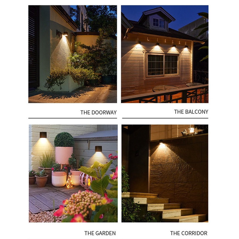Đèn led gắn tường sử dụng năng lượng mặt trời, đèn hắt tường, trang trí decor