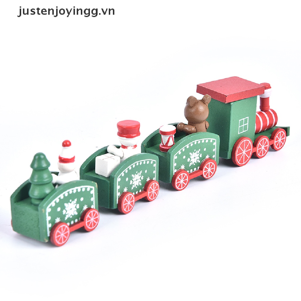 Mô Hình Tàu Lửa Bằng Gỗ 4 Nút Họa Tiết Giáng Sinh Trang Trí Nhà Cửa