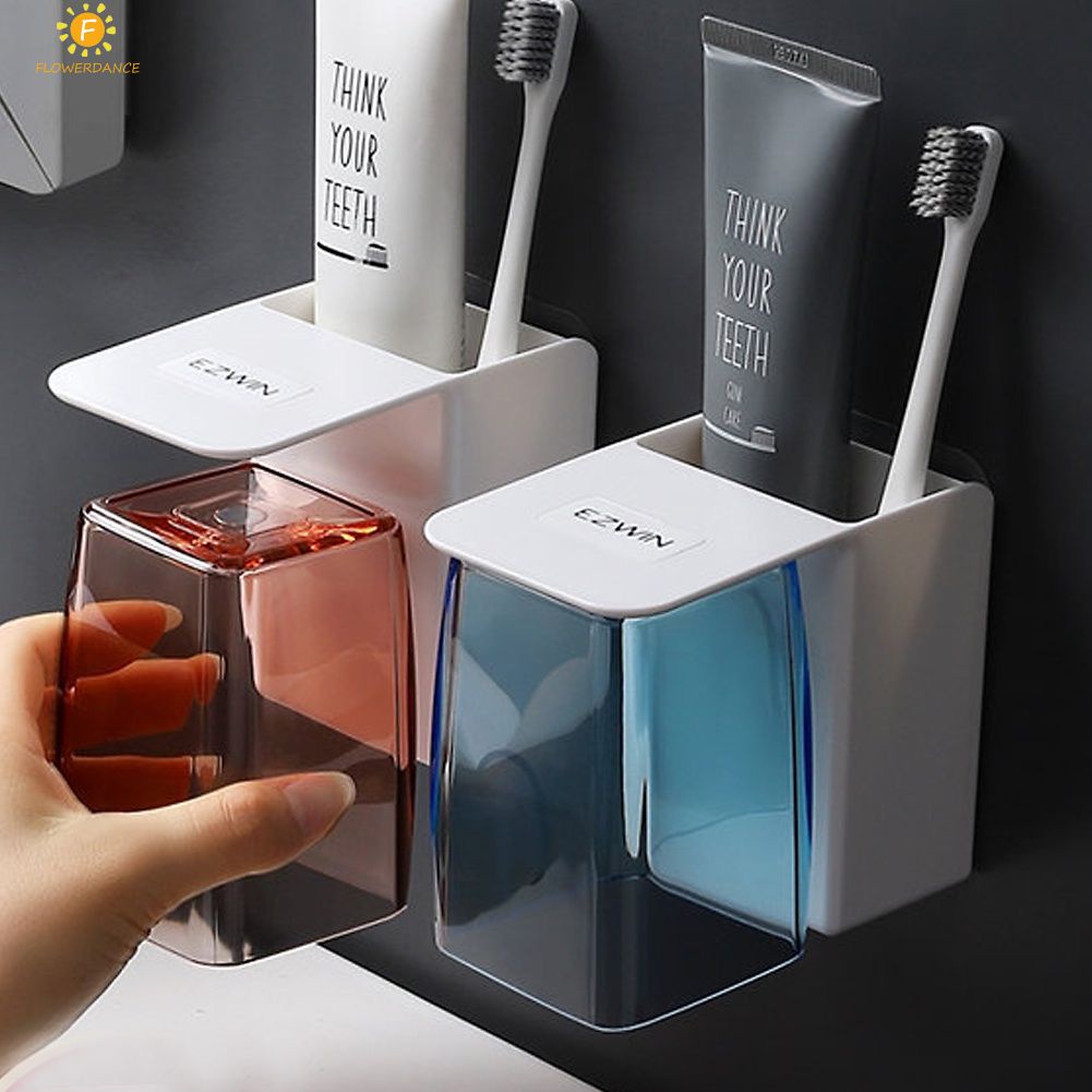 Từ cốc hút nước súc miệng cup thiết lập nhà đơn giản treo tường lộn ngược xuống đánh răng cup gia đình/cặp vợ chồng bàn chải đánh răng cốc đa chức năng lưu trữ phòng tắm hộp FLOWERDANCE
