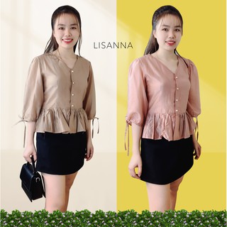Áo sơ mi nữ kiểu Hàn Quốc tay lỡ LISANNA lụa cao cấp dáng eo xòe