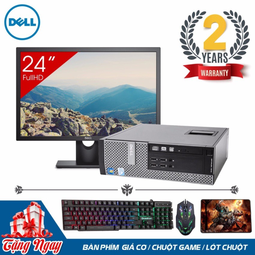 Máy tính đồng bộ DELL OPTIPLEX 7010 SFF + Màn hình Dell 24inch Full HD (Core I7 3770, Ram 8GB, SSD 120GB) + Quà Tặng | BigBuy360 - bigbuy360.vn