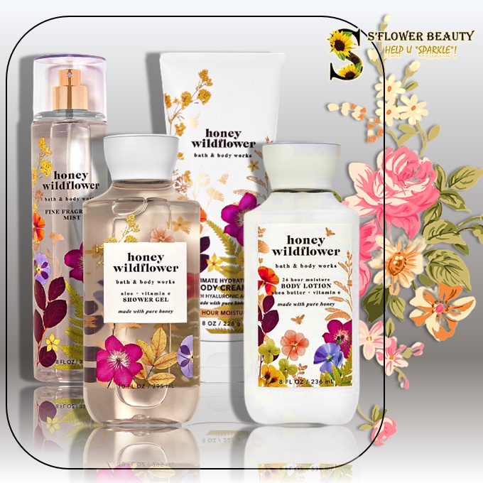 💐 HONEY WILDFLOWER | Bộ Sản Phẩm Gel Tắm - Dưỡng Thể - Xịt Thơm Nước Hoa Toàn Thân Bath & Body Works Body Care