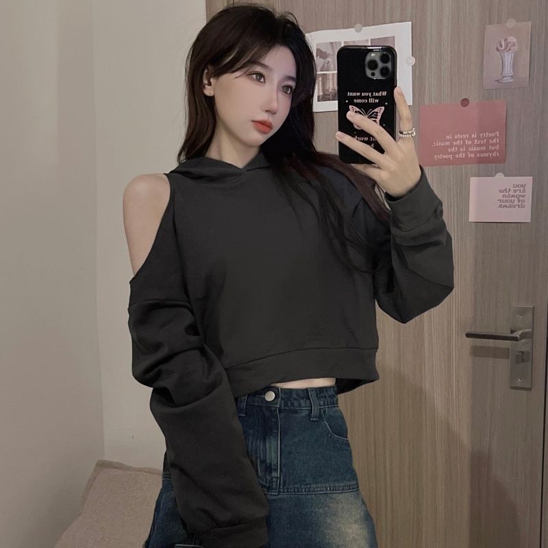 Áo kiểu ZHELIHANGFEI dáng dài trễ vai phong cách Mỹ thời trang cá tính dành cho nữ