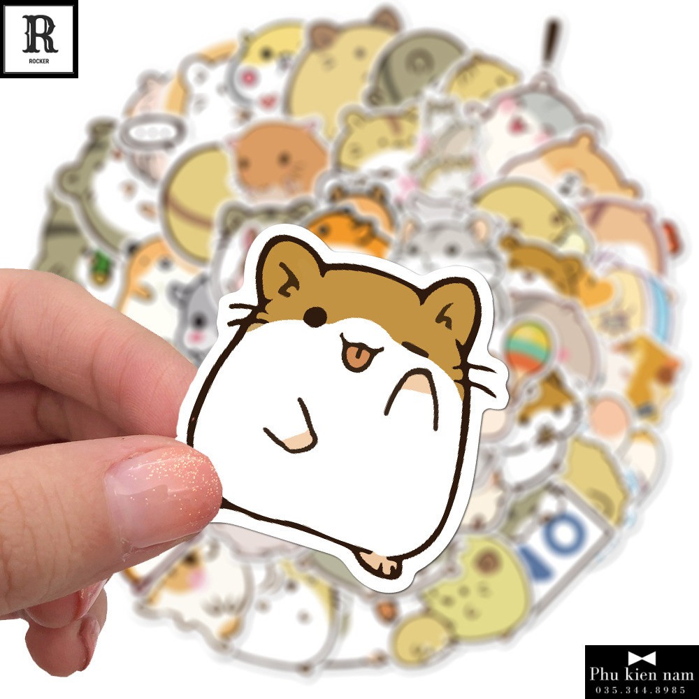 Sticker PVC Hamster 50 Hình ST092 - Stickers Chống nước Dán Mũ bảo hiểm Vali Laptop Điện thoại Dán xe
