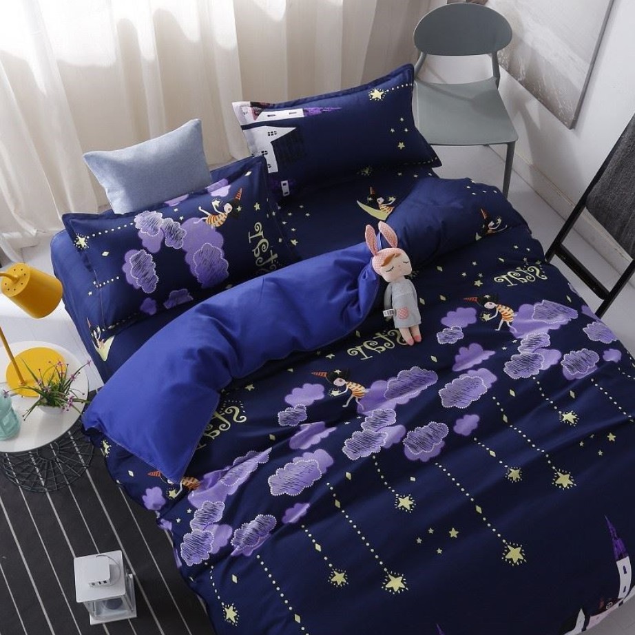 Set 4 Món Ga Gối Vỏ Chăn Lồng Ruột Mẫu SAO STAR