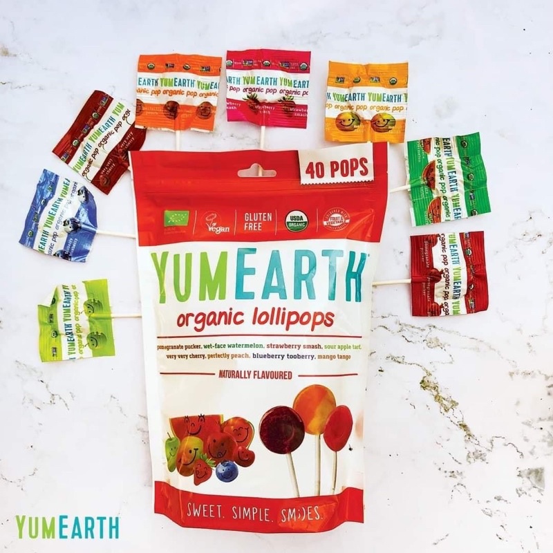 Kẹo mút hữu cơ cho bé 8 hương vị trái cây Yumearth