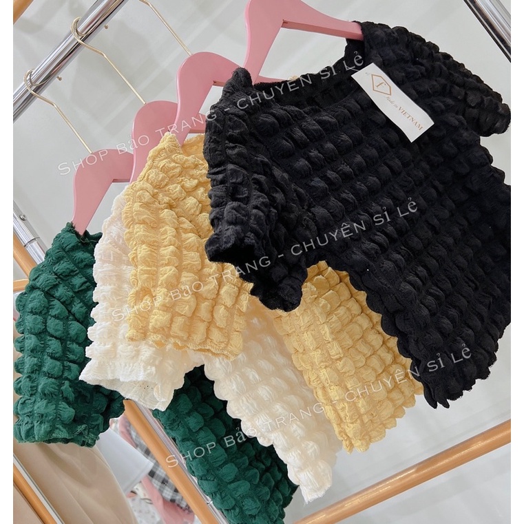 Áo Croptop Chất Caro Xốp Nữ [FREESHIP]  Thun kiểu body cộc tay dáng ôm viền bèo tiểu thư đường phố hàn quốc