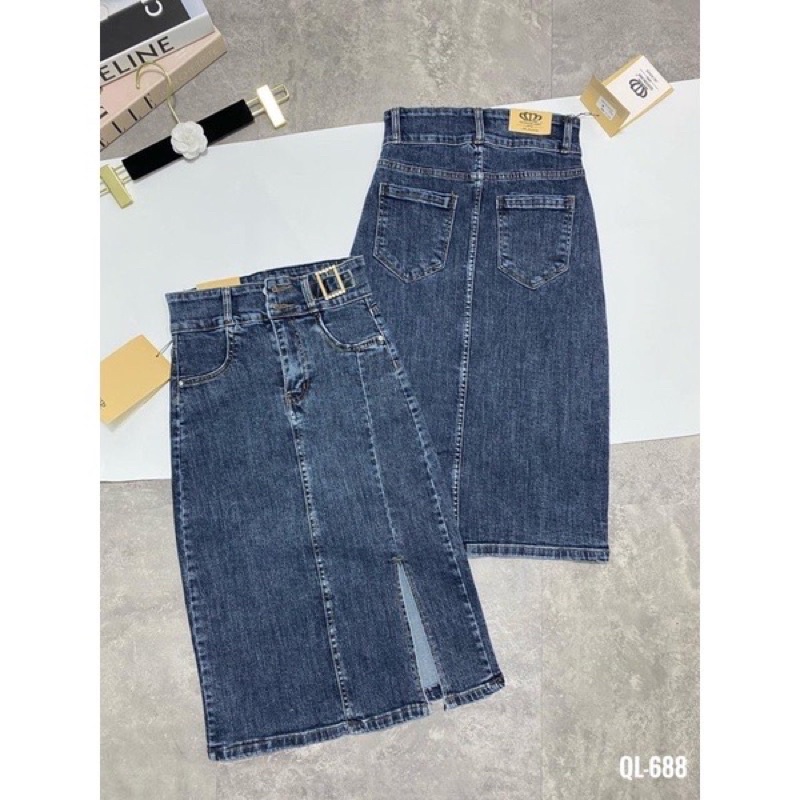 Chân váy jeans dáng dài co dãn hàng đẹp