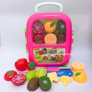 Đồ chơi vali kéo cắt trái cây hoa quả rau củ dành cho bé thích làm đầu bếp. 8860-H