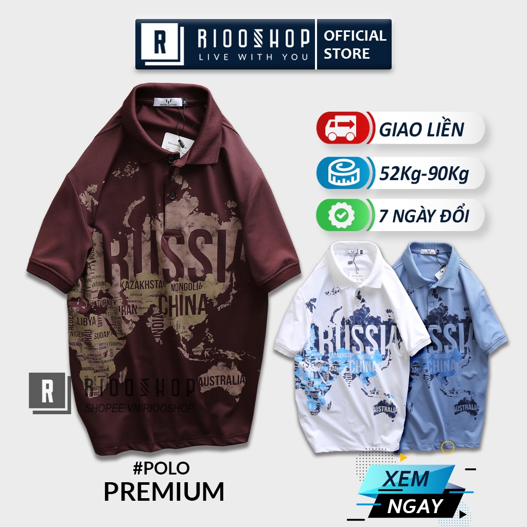 Áo thun nam polo ngắn tay đẹp from rộng họa tiết cực chất RSP066AV - áo phông nam có cổ Riooshop
