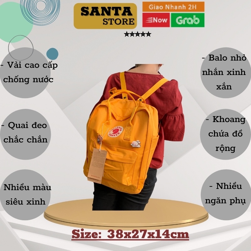 Balo vải nam nữ thời trang đi học cao cấp màu vàng SANTA STORE phong cách basic ulzzang Hàn Quốc chống nước giá rẻ