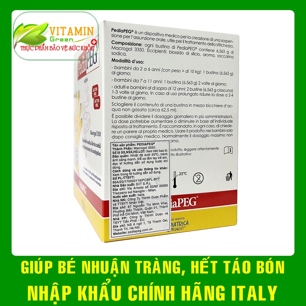 PediaPEG giúp bé nhuận tràng hết táo bón  | Nhập khẩu chính hãng Italy