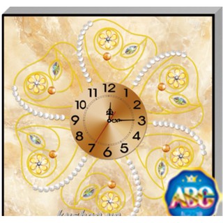 Tranh Đính Đá Hạt Pha Lê 3D ĐỒNG HỒ PHA LÊ HOA 6 CÁNH VÀNG NGỌC DF2753 (KHÁCH TỰ ĐÍNH) KT:55X55CM