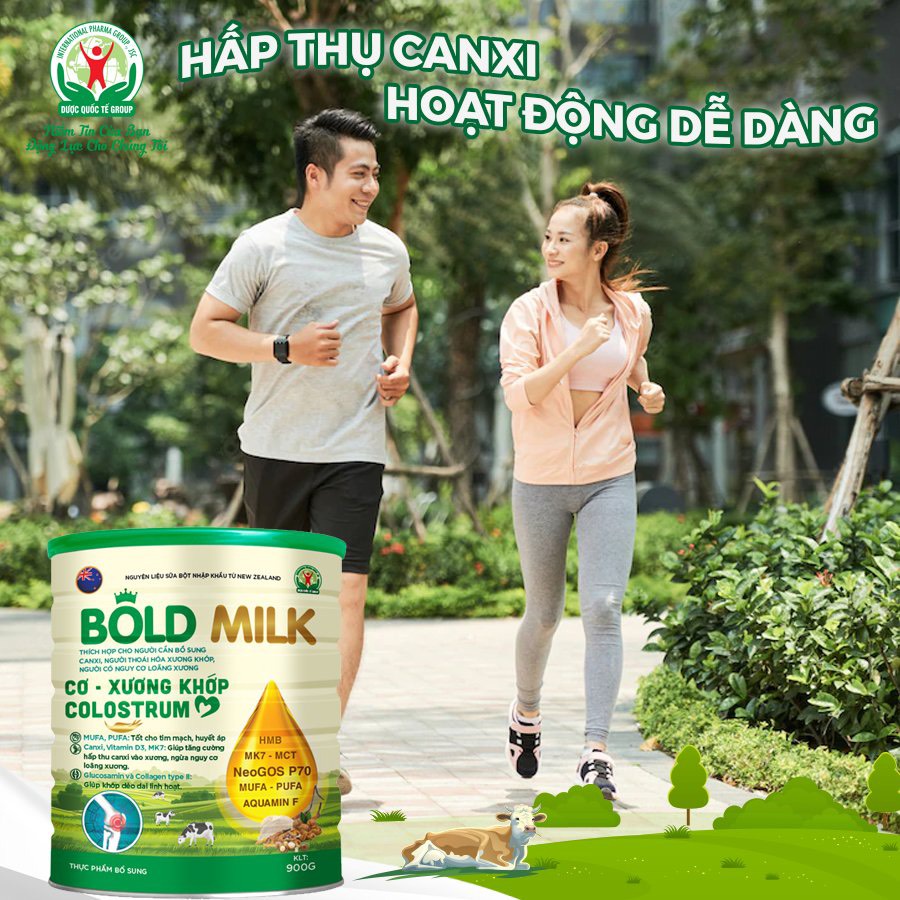 Sữa bột Bold Milk Cơ Xương Khớp Colostrum, Hỗ trợ người loãng xương, thoái hóa xương, cần bổ sung Canxi - Hộp 900gr