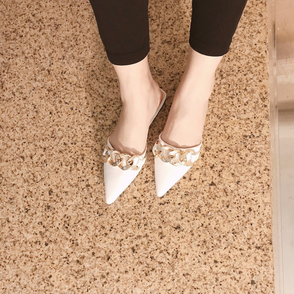 Sục nữ đế bệt mũi nhọn chất da lì hối dây xích phong cách nhẹ nhàng, tiểu thư BAMY | BigBuy360 - bigbuy360.vn