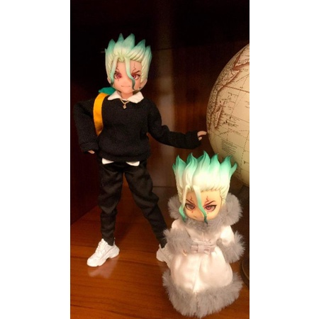 Set đồ nhân vật Senku ishigami và Asagiri Gen Dr.Stone trong anime Nhà tâm lý của thế giới khoa học size ob11,ddf,ymy