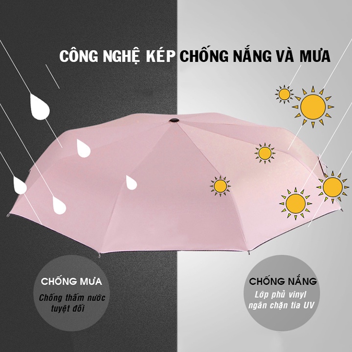 Dù che mưa phủ lớp chống tia UV 2 lớp gấp gọn , ô chống nắng chất lượng cao 88321
