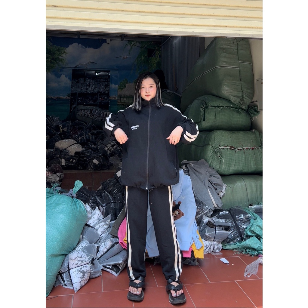 Set đồ thu đông form rộng unisex, bộ đồ nỉ sọc viền chất liệu nỉ ngoại ấm áp kiểm dáng trẻ trung năng động