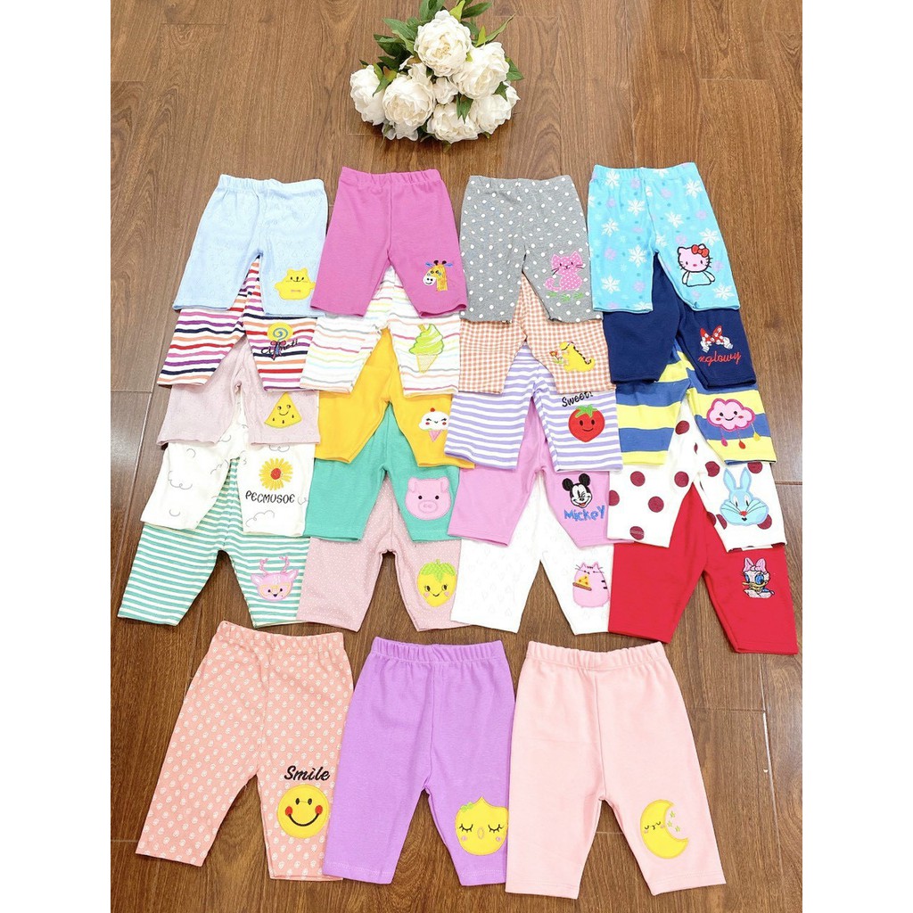 Quần Legging Lửng Thêu Nổi Siêu Đẹp Siêu Đáng Yêu Cho Bé Gái 6-17kg