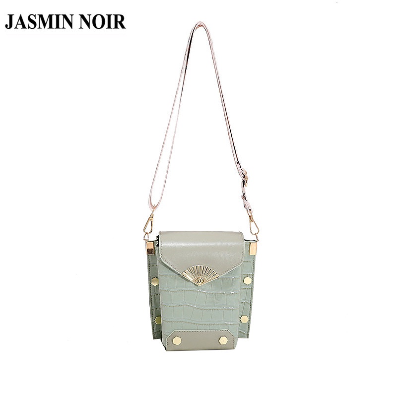 Túi Đeo JASMIN NOIR Chéo Họa Tiết Da Cá Sấu Đính Đinh Tán Thời Trang Cho Nữ