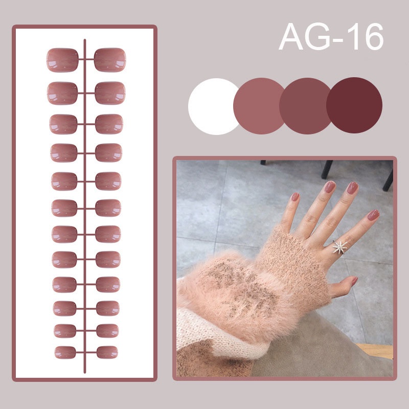 Set 24 móng tay giả mini màu sắc xinh xắn