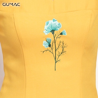 Đầm cổ tim thêu hoa GUMAC MS12031_VANG
