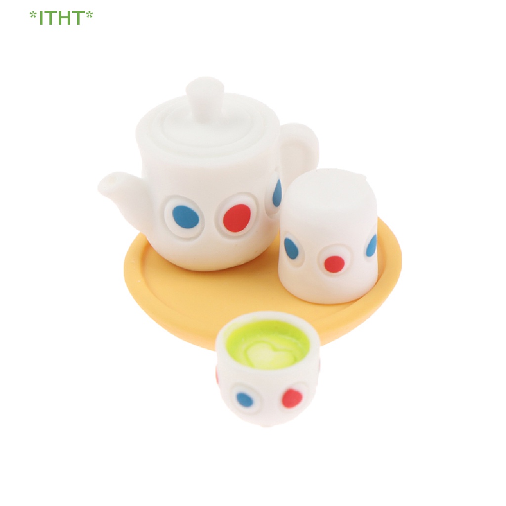 Bộ 4 Ấm Tách Uống Trà Mini Tỉ Lệ 1: 12 Cho Nhà Búp Bê Mới