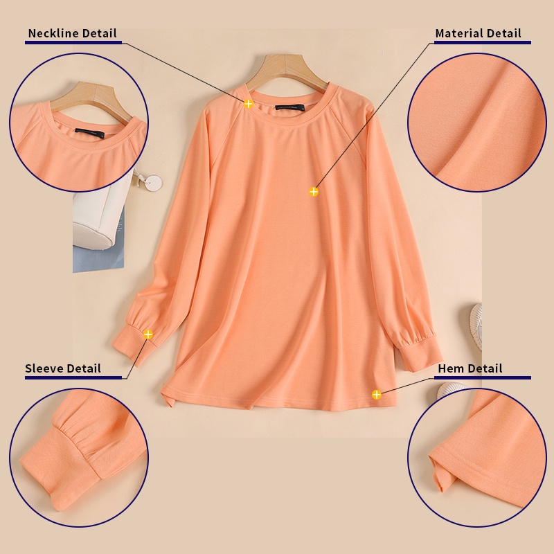 Áo kiểu dài tay ZANZEA cổ tròn màu trơn thời trang cho nữ