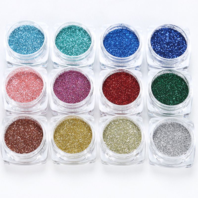 Set 12 Lọ Bột Kim Tuyến Ngọc Trai Nhân Tạo Dùng Để Trang Trí