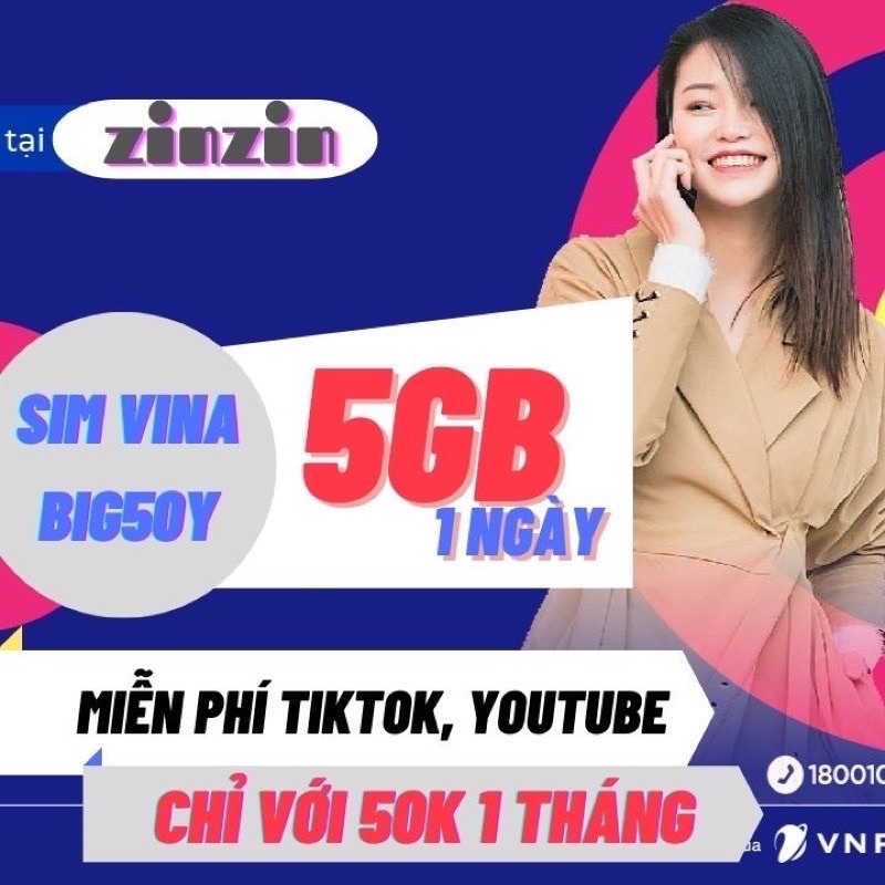 (Có esim)SIM 4G SIM BIG50Y Miễn phí 15,16 tháng ko phải nạp tiền 5G/ngày, thỏa sức Zalo, tiktok, Youtube
