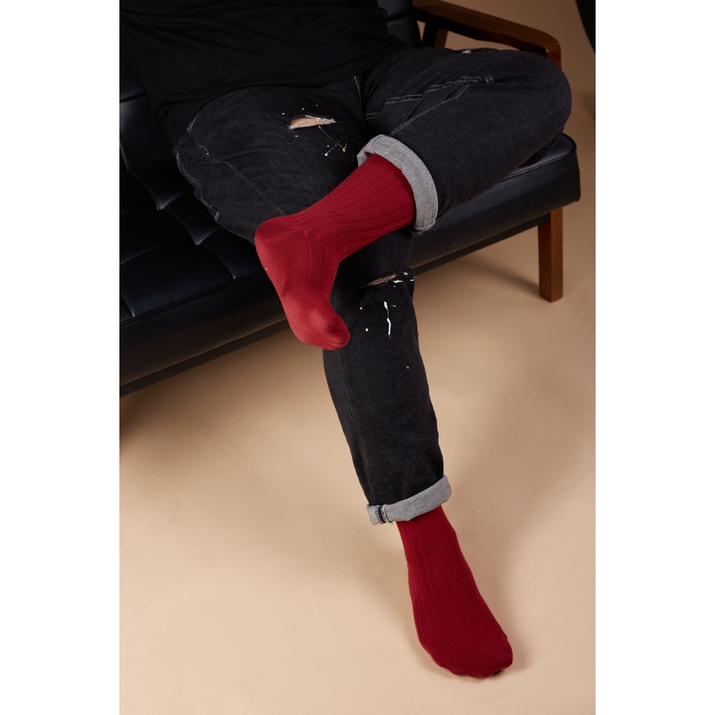 Tất nam cổ cao BRODY Đỏ Đô Cotton  Cao cấp Thời trang nam - MC00579