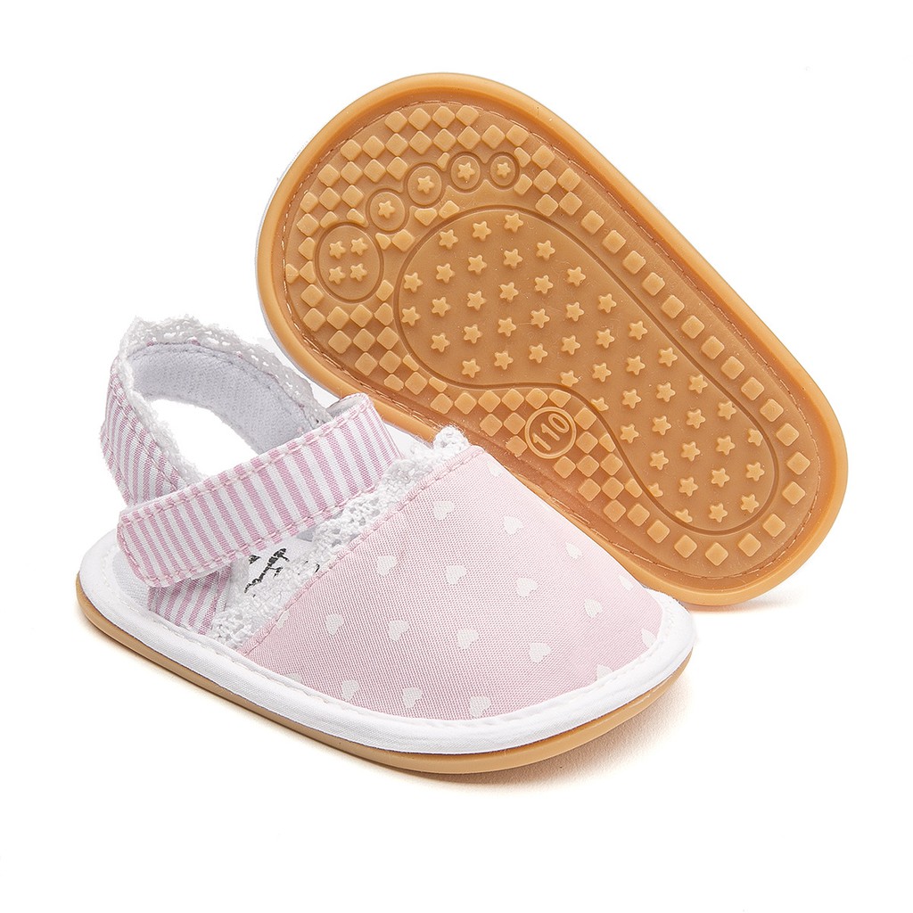 Sandanl bít mũi chân hồng viền ren