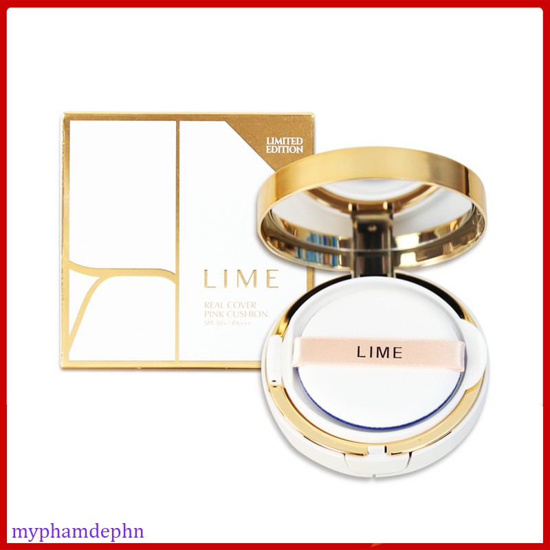 Phấn nước kiềm dầu, che phủ tốt Lime Real Cover Pink Cushion SPF50+ PA+++