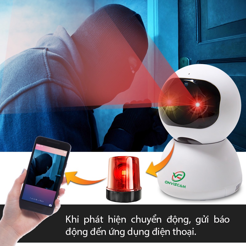 Camera WiFi IP Onvizcam BR20 PRO - Độ phân giải 2.0 MP full HD 1080P- Quay 355° chuyển động theo người- Zoom xa 10x