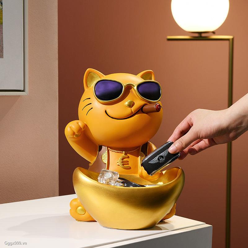Mô hình mèo may mắn dùng trang trí phòng khách/ tủ rượu/ làm quà tặng