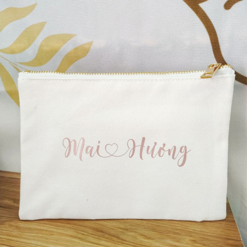 🎀Ví vải Canvas In tên theo yêu cầu 15x20cm🎀