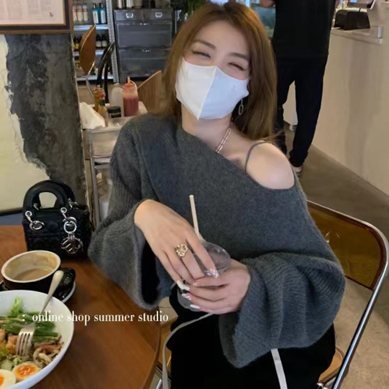 Áo Len Nữ Dài Tay Trễ Vai Thời Trang Hàn